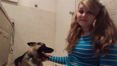 Tight female enjoys dogs entire cock in her wet pussy